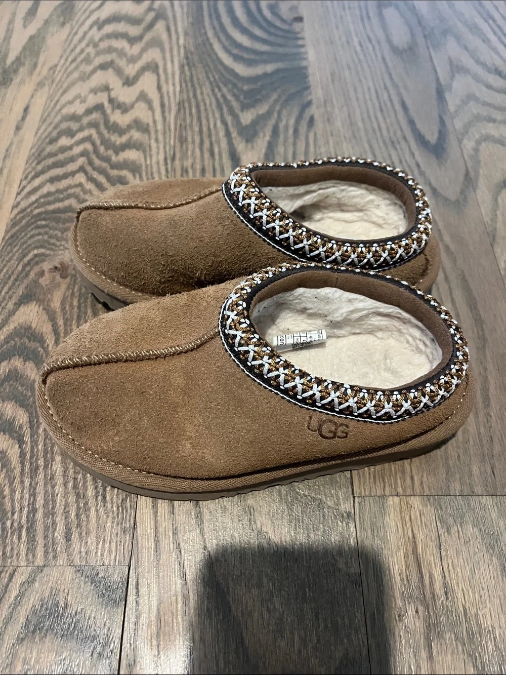 UGG Kids Tasman Chestnut Suede Slip-On Slippers